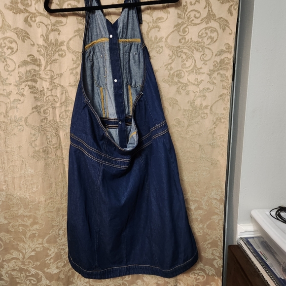 Denim Halter Collar Backless Dress Sz 18 Future Collective - Picture 8 of 8